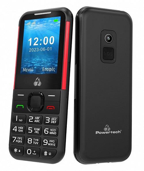 POWERTECH κινητό τηλέφωνο Sentry 4G PTM-33, SOS Call, με φακό, μαύρο PTM-33